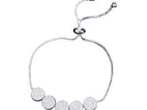 Stylish Silver Plated Charm Silver Round Cubic Zirconia Bracelet for Women