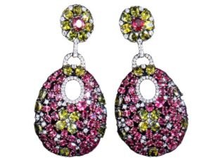 Hot Charming Design Cubic Zirconia Rose Red Long Drop Earrings for Women